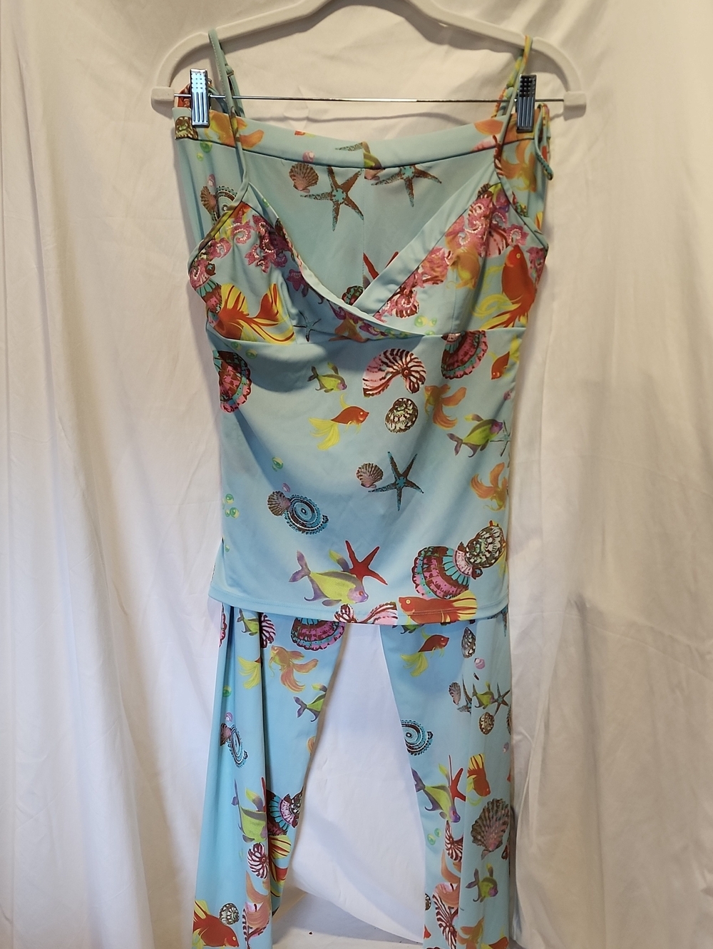 Natori Light Blue Ocean Motif Soft And Silky Pajama Set